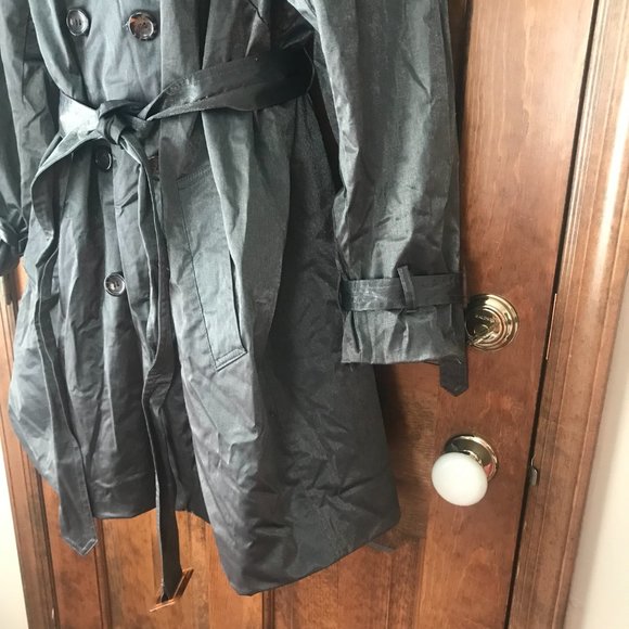 Joan Rivers Olive w/Shimmer Trench Coat w/Epaulettes Size 2X - Picture 7 of 16